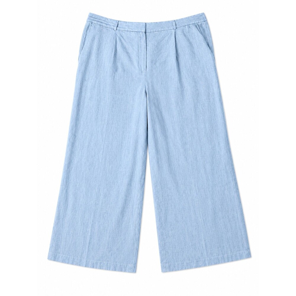Women's Loft Blue Wide Leg Linen Blend Pants Size 18